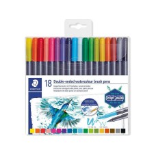MARCADORES STAEDTLER DUPLA PONTA PINCEL 18 CORES AGUARELÁVEIS MARCADORES STAEDTLER DUPLA PONTA PINCEL 18 CORES AGUARELÁVEIS